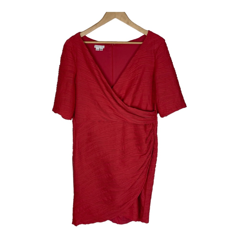 LONDON TIMES Faux wrap dress red pink color size‎ 18